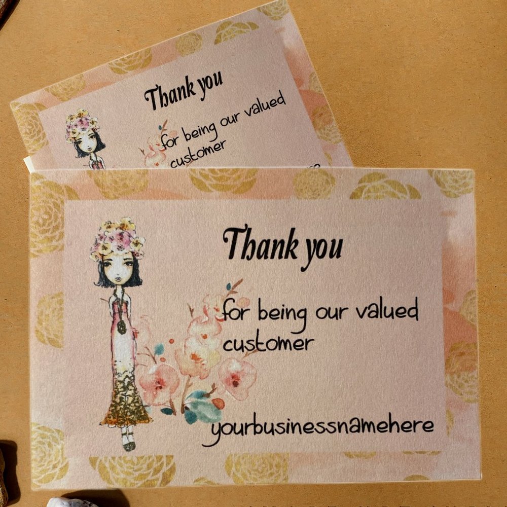 Packaging Inserts , Boho  Girl Thank You Cards